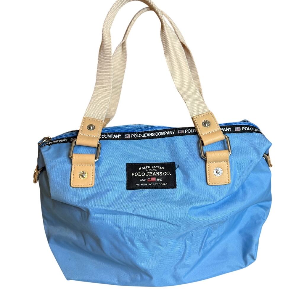 Vintage Y2K Polo Jeans Company Nylon Top Handle Bag Blue